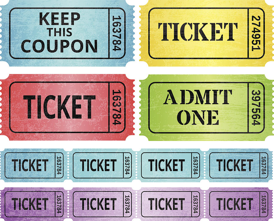 Ticket Stub and raffle tickets royalty free vector graphic Drawing by Bubaone