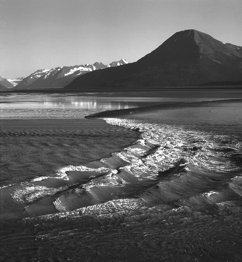 MI-489-BW-Tidal Bore in Cook Inlet, AK Photograph by Ed  Cooper Photography