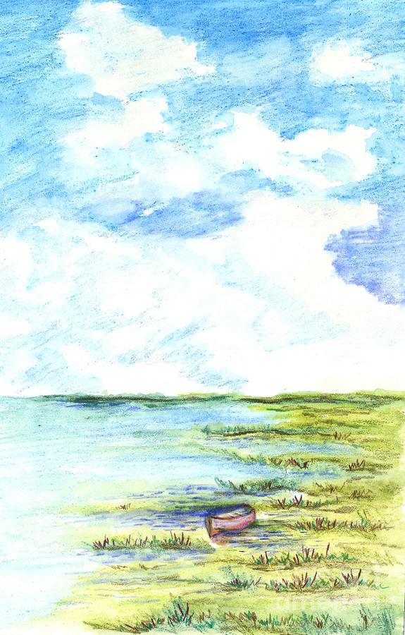 Tidal Marsh and Sky Painting by Ellen Miffitt