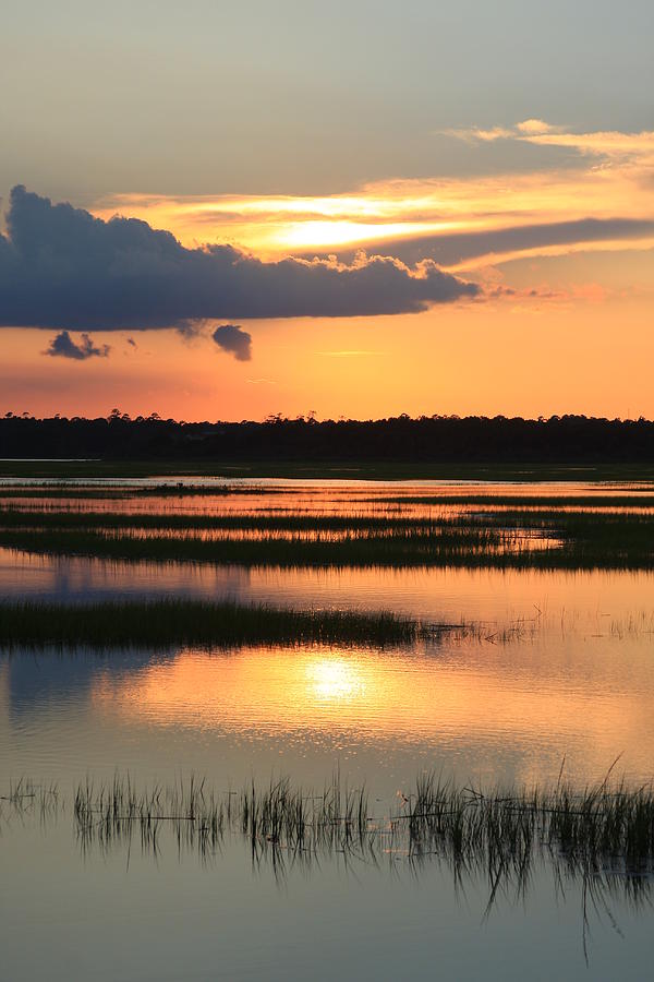 Sunset Photograph - Tidal Marsh- Wilmington NC by Michael Weeks