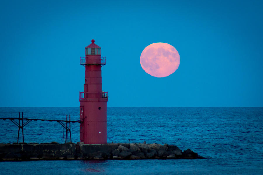 Tidal Moon and Lighthouse Photograph by Bill Pevlor