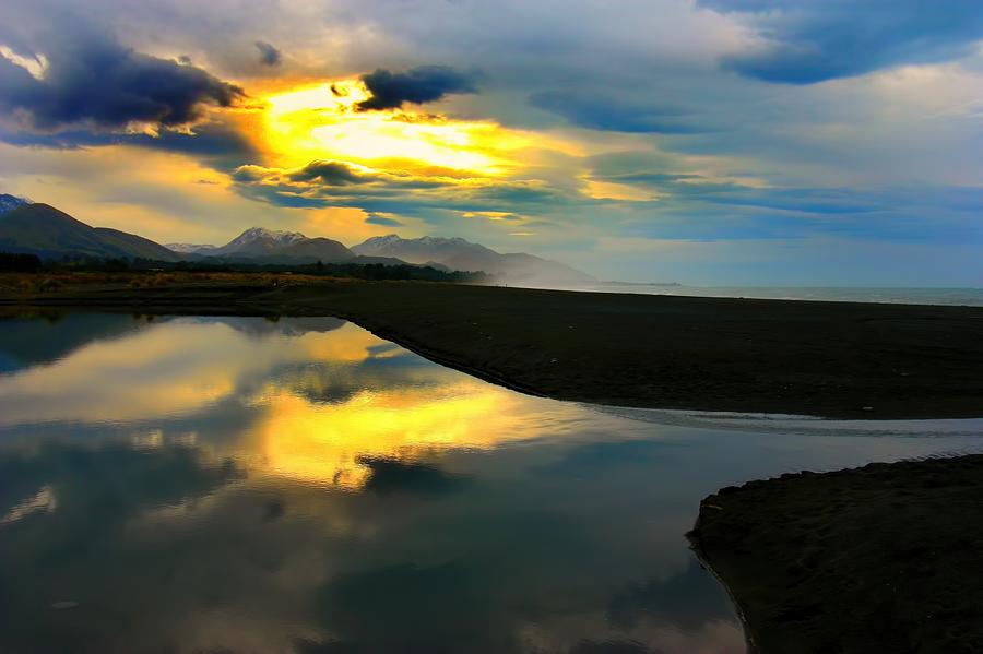 Tidal Pond Sunset New Zealand Photograph by Amanda Stadther