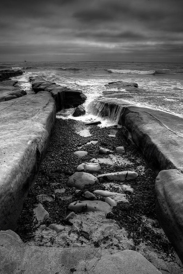 Black And White Photograph - Tidepool Falls Black and White by Peter Tellone