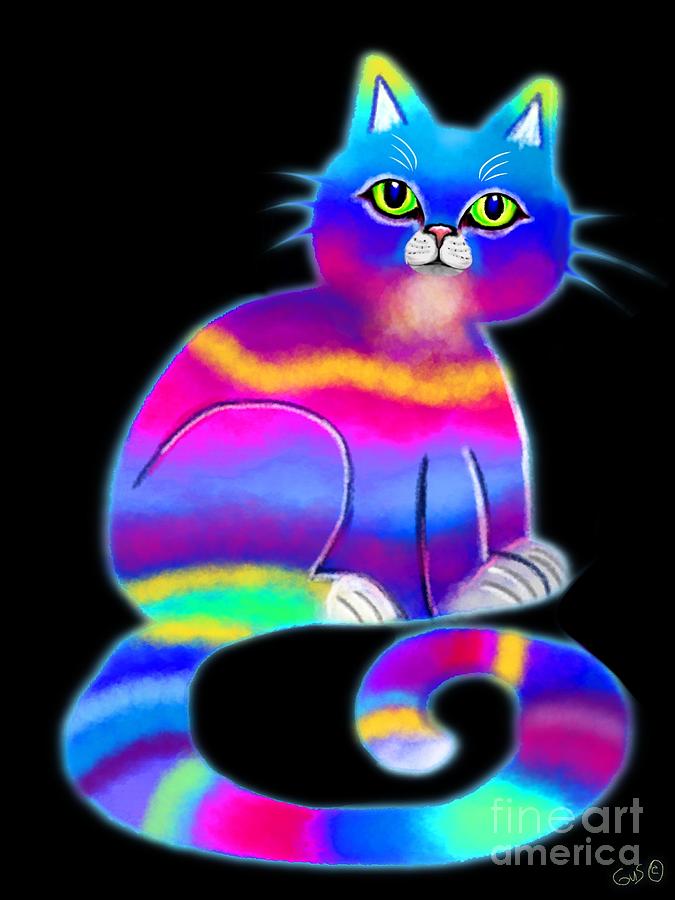 Tie Dye Cat Digital Art by Nick Gustafson