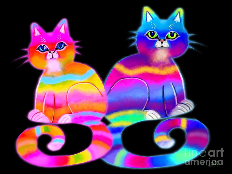 Tie Dye Cats Digital Art by Nick Gustafson