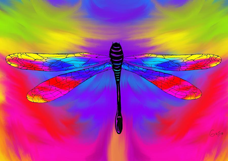 Tie Dye Dragonfly Painting by Nick Gustafson