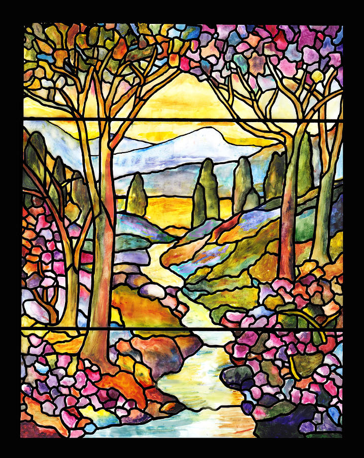 Tiffany Landscape Window Painting