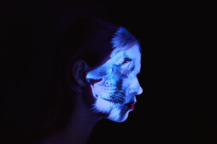 Tiger Being Overlaid on to Womans Head Photograph by Mads Perch