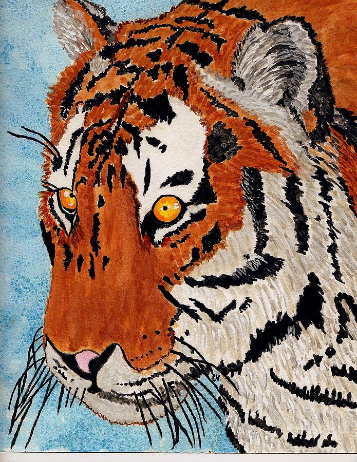 Tiger Cat Painting by Connie Valasco