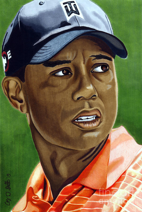 Golf Drawing - Tiger by Cory Still