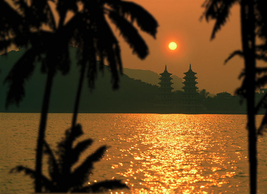 Sunset Photograph - Tiger-dragon-pagoda, Lotus Lake by Per-Andre Hoffmann