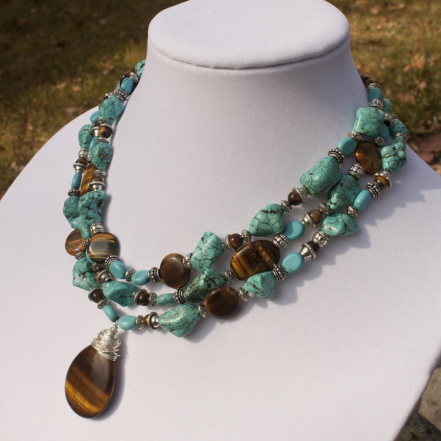 Turquoise and tiger eye necklace new arrivals