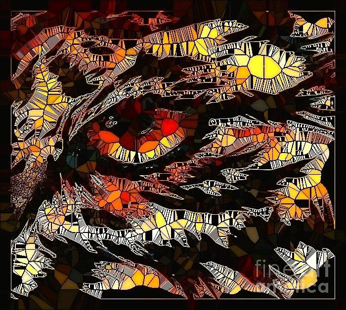 Tiger Eye Stained Abstract Painting by Saundra Myles