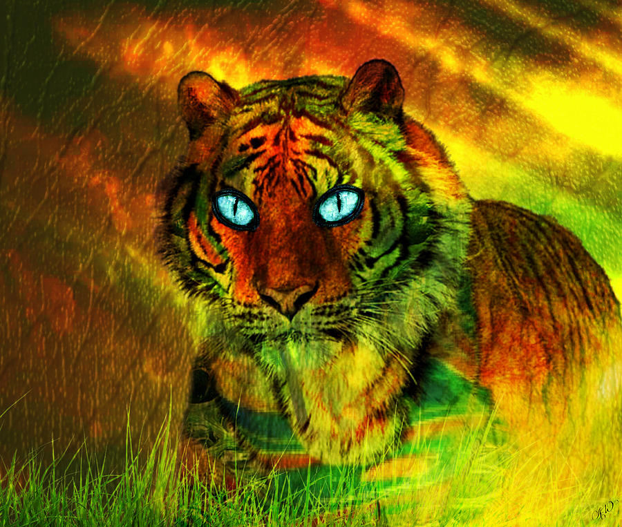 Tiger Eyes Mixed Media by Ally  White