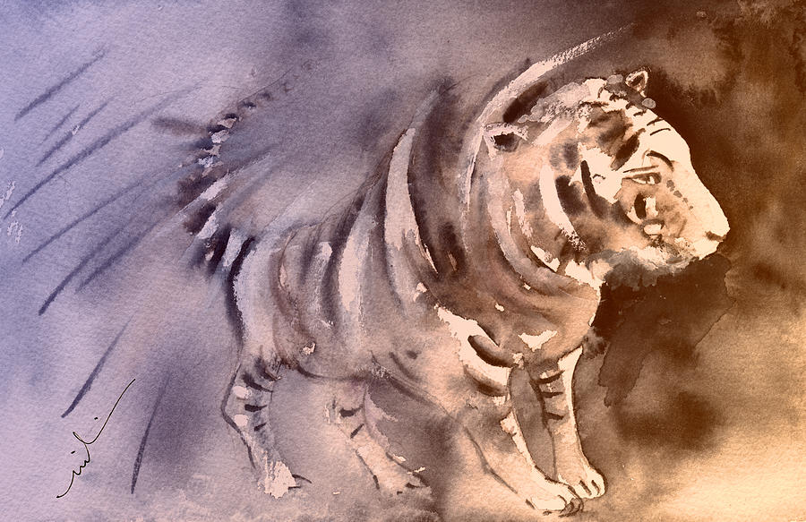 Tiger in Crocodile Park in Gran Canaria 02 Painting by Miki De Goodaboom