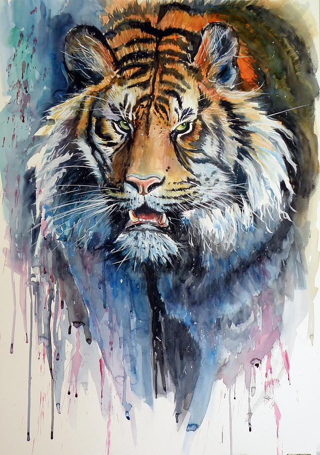 Tiger Painting by Kovacs Anna Brigitta