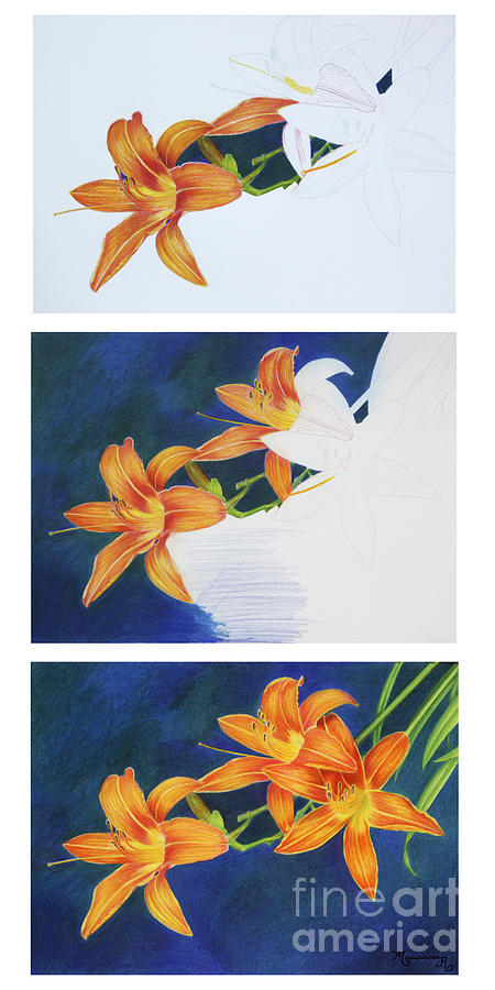 Tiger Lilies Emerging Painting by Mariarosa Rockefeller