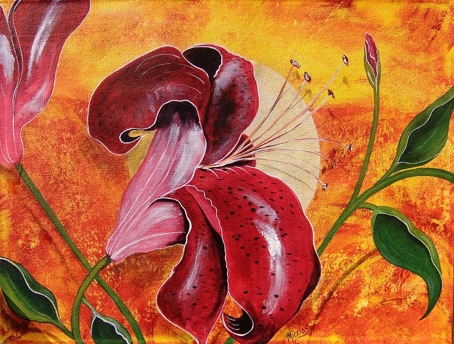 Tiger Lily Moon Painting by Cindy Micklos