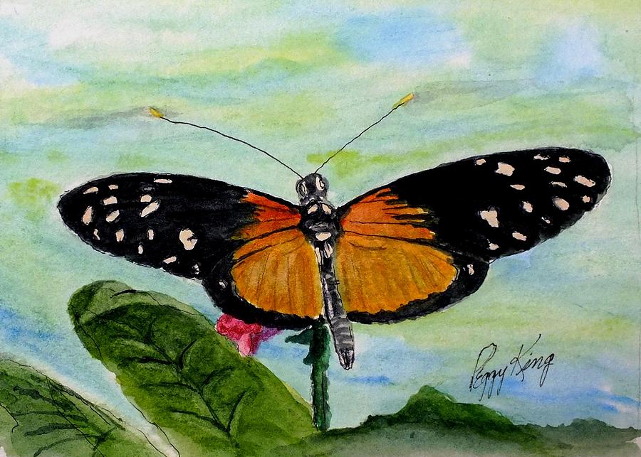 Tiger Longwing - dorsal view Painting by Peggy King