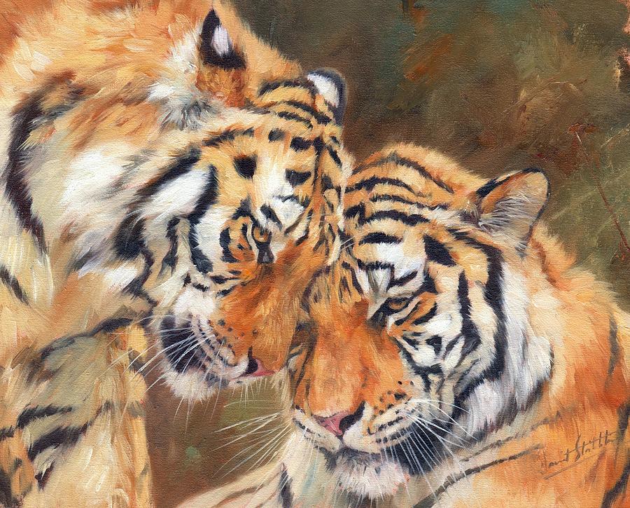 Tiger Painting - Tiger Love by David Stribbling