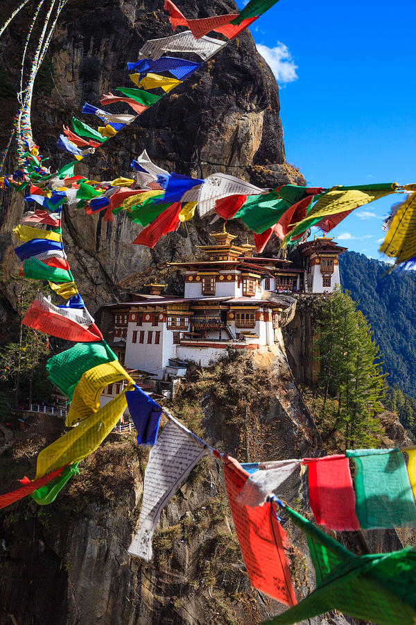 Tiger Nest with Prayer Flags Photograph by Kelly Cheng Travel Photography