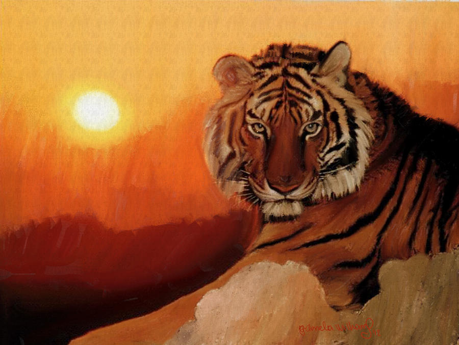 Sunset Painting - Tiger by Nydia Williams