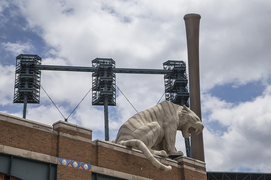 Tiger on roof of Comerica Park Photograph by John McGraw