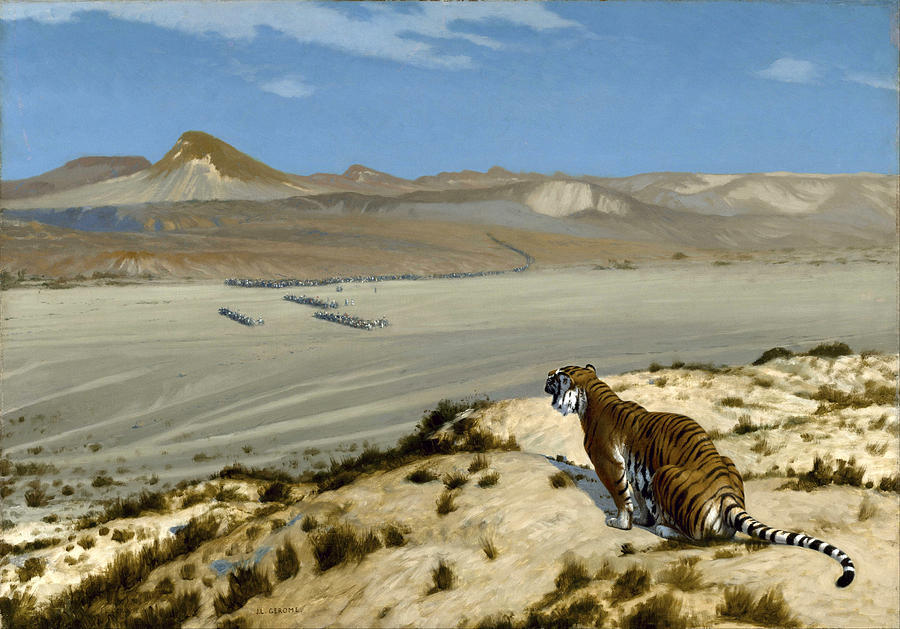 Tiger on the Watch Painting by Jean-Leon Gerome
