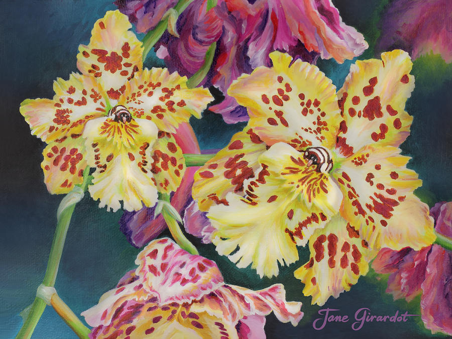 Tiger Orchid Painting by Jane Girardot