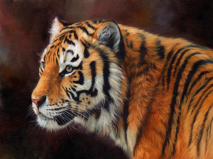 Wildlife Painting - Tiger Portrait  by David Stribbling