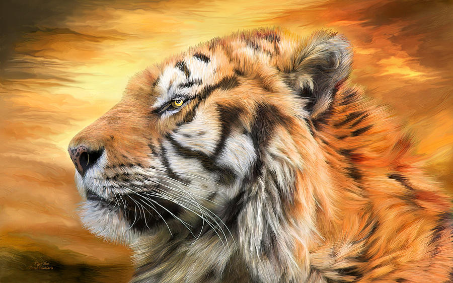 Tiger Sky Mixed Media by Carol Cavalaris