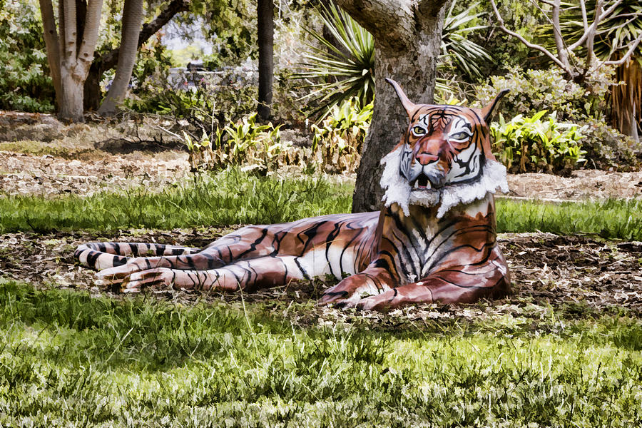 Tiger Statue  Digital Art by Photographic Art by Russel Ray Photos