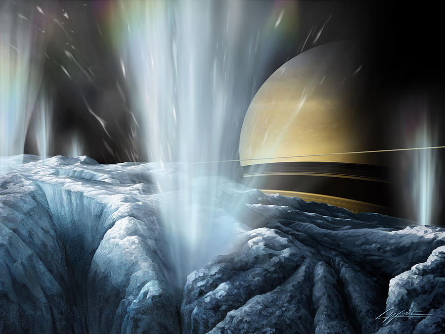 Tiger Stripes The Icy Jets of Enceladus Digital Art by Lucy West