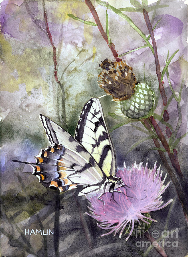Tiger Swallowtail on Clover Painting by Steve Hamlin