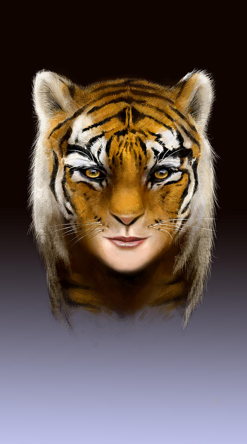 Tiger Woman Digital Art by Arie Van der Wijst