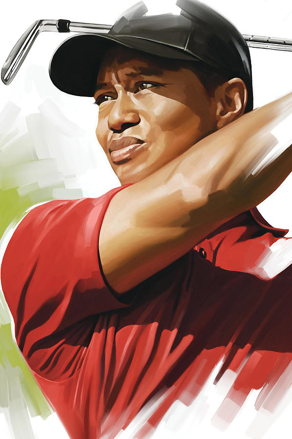 Tiger Woods Artwork Mixed Media by Sheraz A