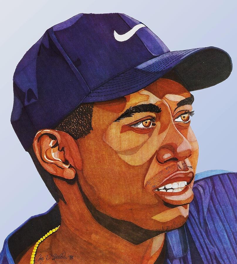 Tiger Woods Drawing by Cory Still