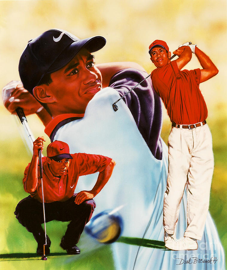 Sports Painting - Tiger Woods by Dick Bobnick