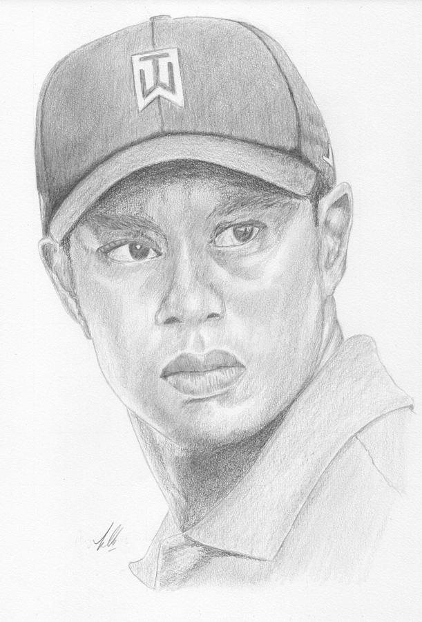 Tiger Woods Drawing by Keith Miller