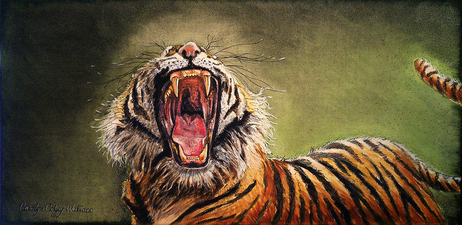 Tiger Yawn Painting by Carolyn Coffey Wallace
