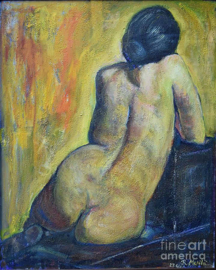 Tiina - Back of Nude Woman Painting by Raija Merila