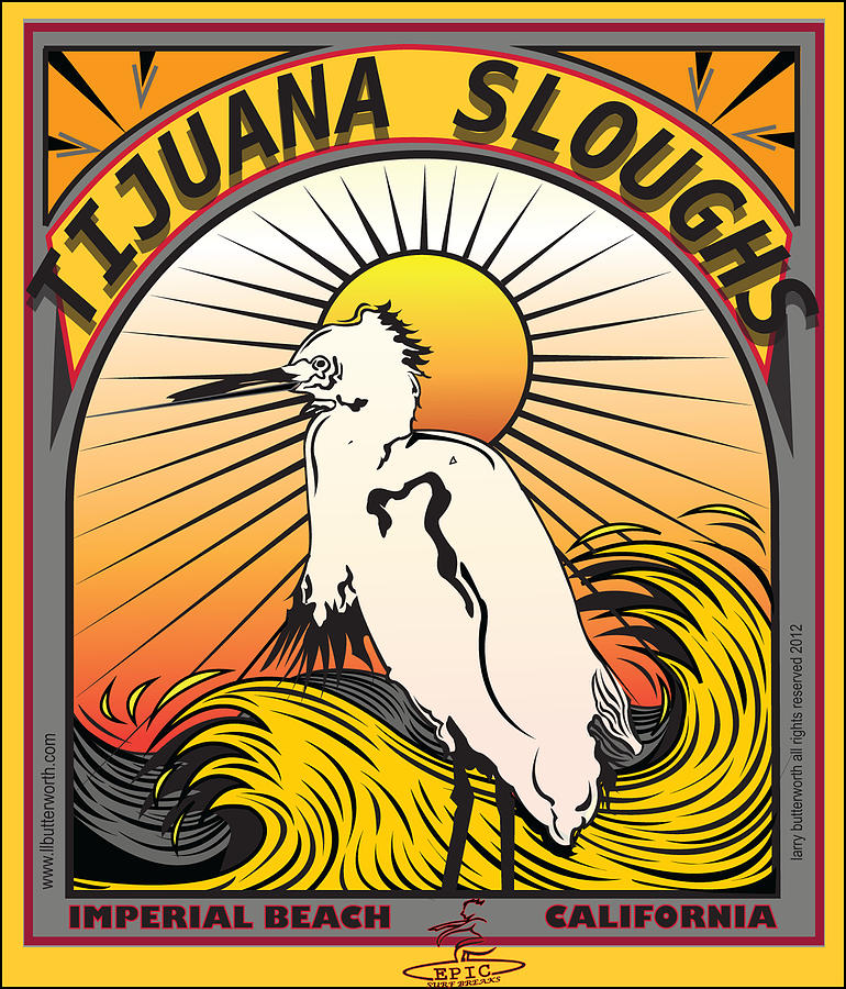 Surfing Tijuana Sloughs Imperial Beach California  Digital Art by Larry Butterworth