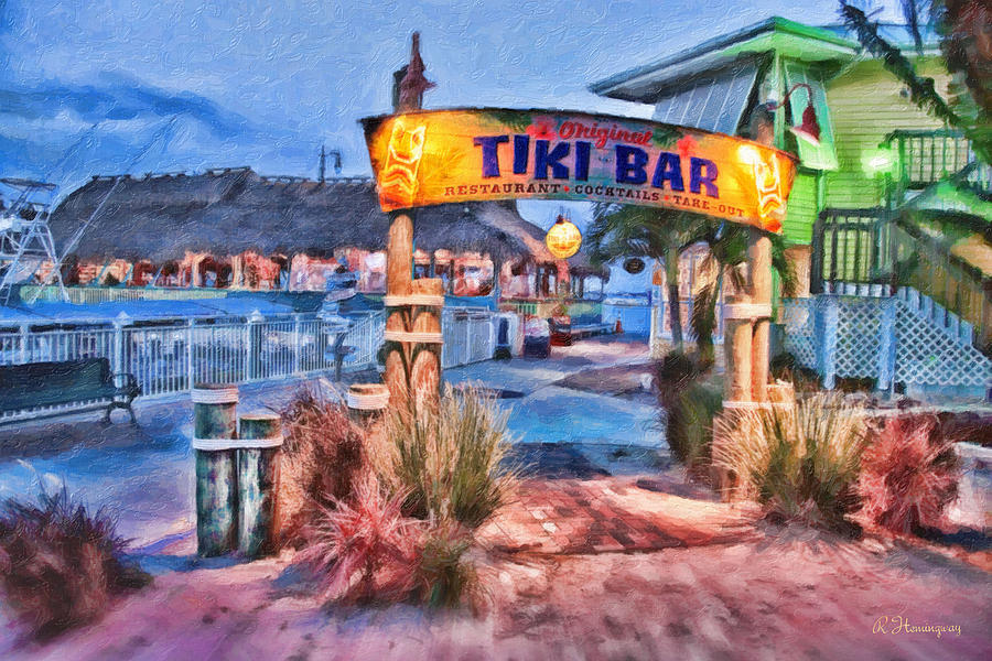 Indian River Photograph - Tiki Bar as the sun fades by Richard Hemingway