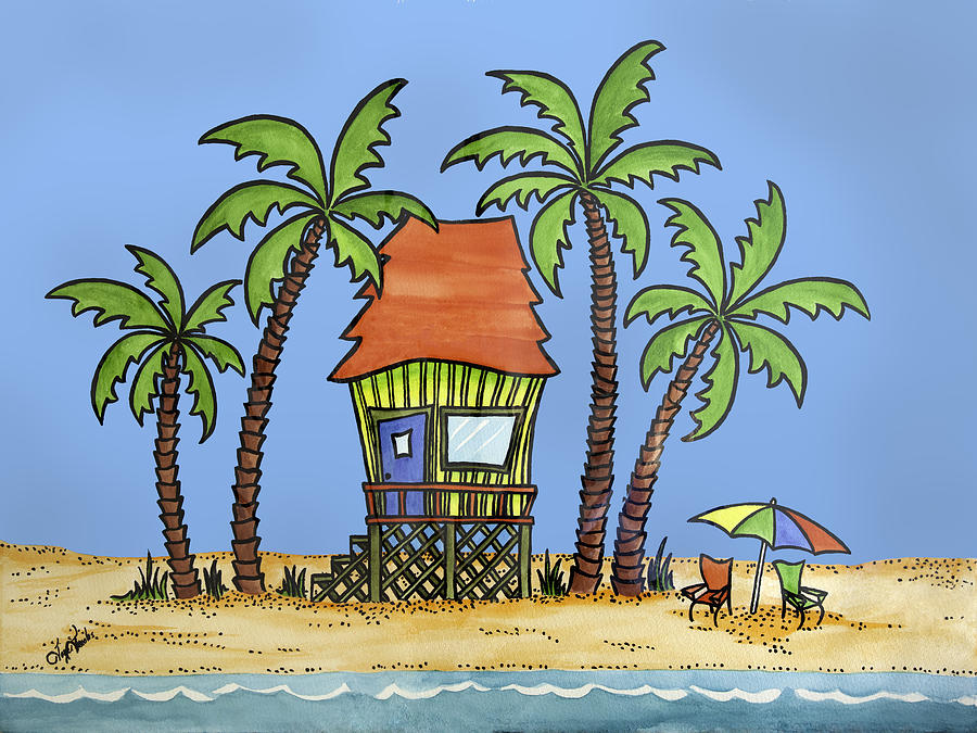 Tiki Hut Painting by Joyce M Jacobs Fine Art America