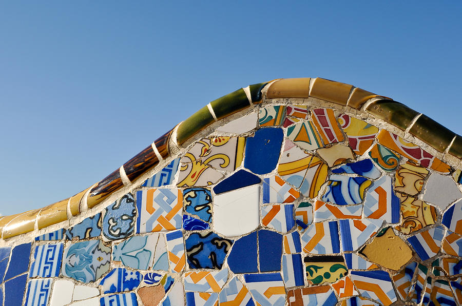 Tile Background in Park Guell in Barcelona Spain Photograph by Brandon Bourdages