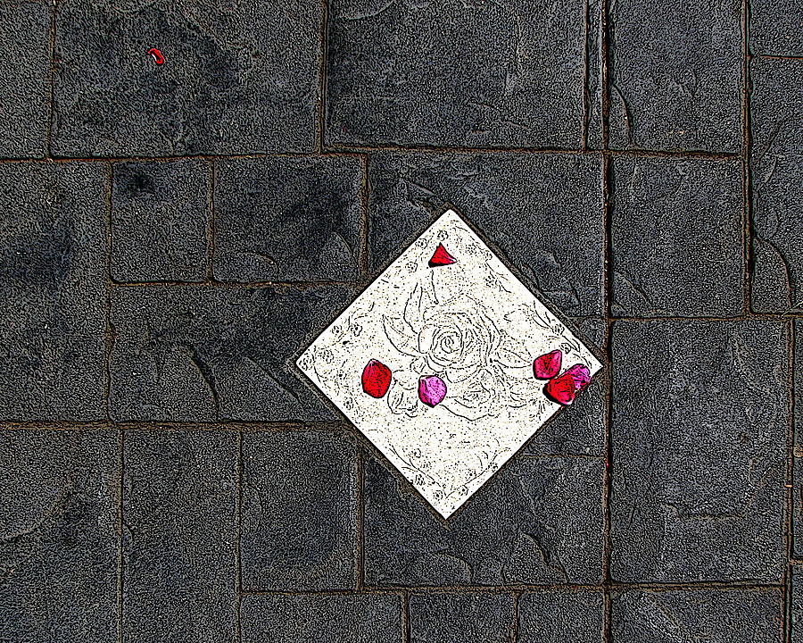 Tile with Rose Petals Digital Art by Ben Freeman