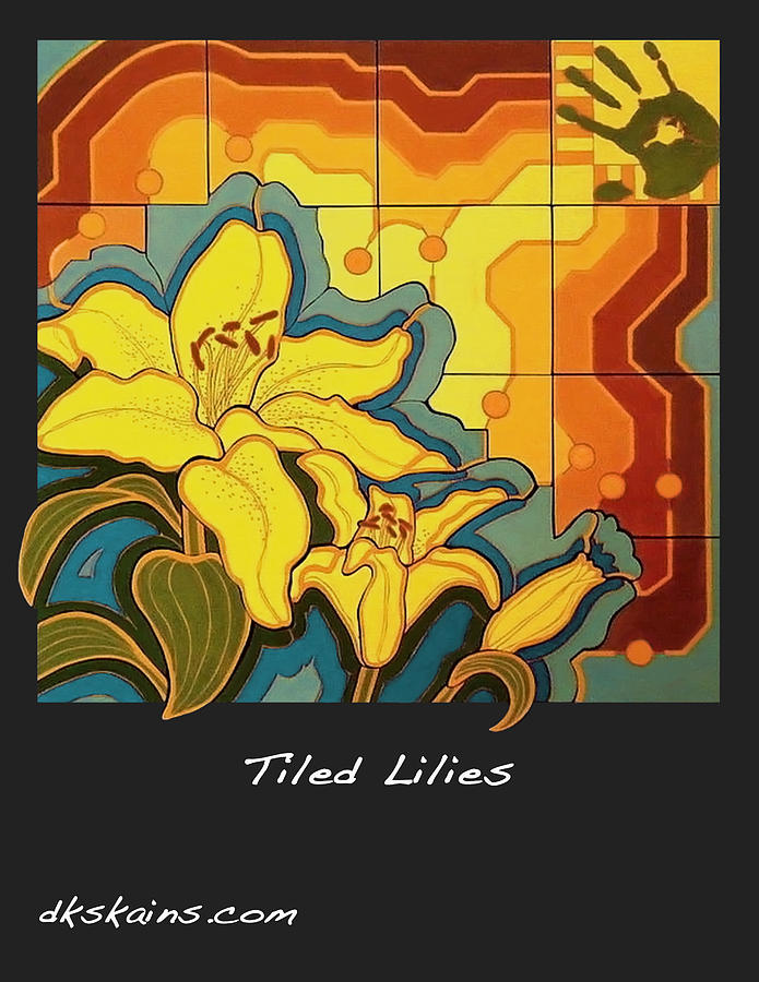 Lily Ceramic Art - Tiled Lilies by Dorinda K Skains