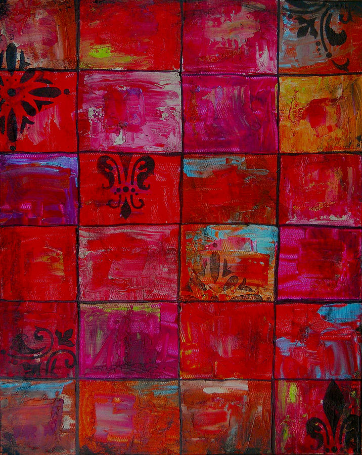 Abstract Painting - Tiles Abstract Art Painting by Laura Carter