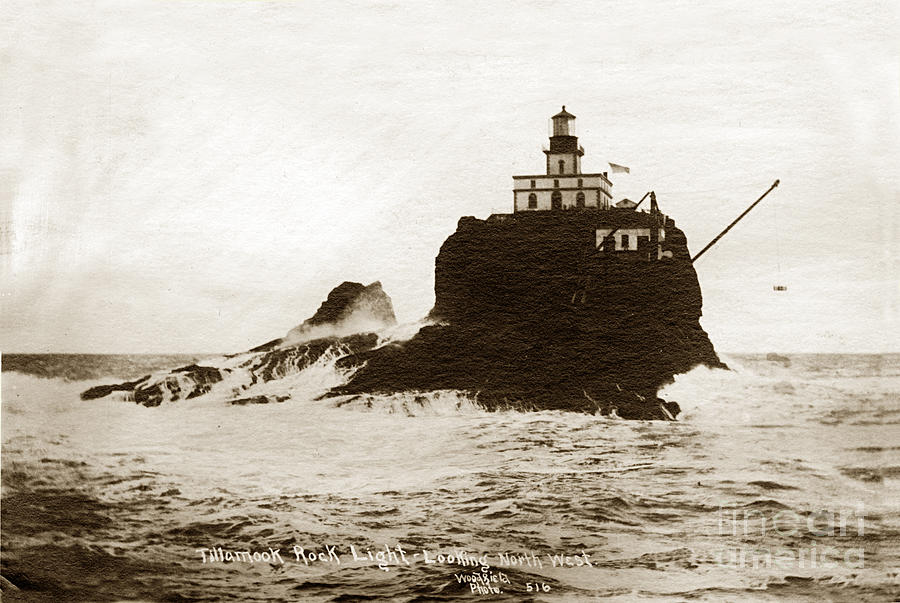 Lighthouse Photograph - Tillamook Rock Lighthouse Oregon circa 1915 by Monterey County Historical Society