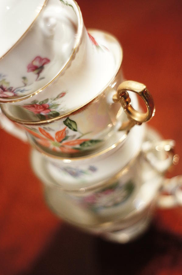 Tea Photograph - Tilted Teacups by Southern Tradition